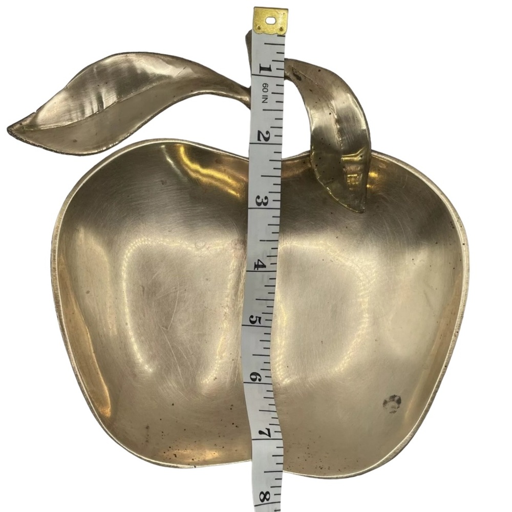 Vintage Brass Dish Apple Shaped Catch All Or Trinket Dish - Picture 2 of 4